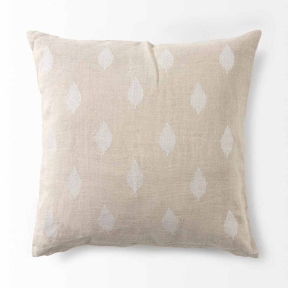 Mercana - Enya 18L x 18W Beige and Cream Fabric Patterned Decorative Pillow Cover - 69413 view 5