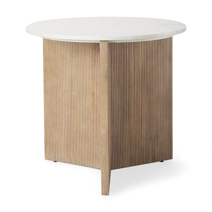 Mercana - Enzo Marble Tabletop w/ Fluted Light Wood Base Foyer Accent Table - 69922 view 1