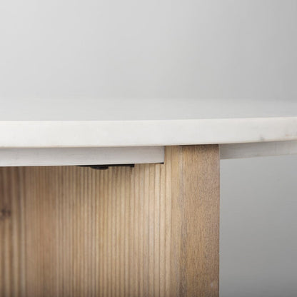 Mercana - Enzo Marble Tabletop w/ Fluted Light Wood Base Foyer Accent Table - 69922 view 2