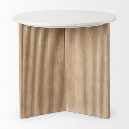 Mercana - Enzo Marble Tabletop w/ Fluted Light Wood Base Foyer Accent Table - 69922 view 7