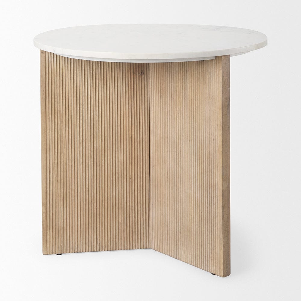 Mercana - Enzo Marble Tabletop w/ Fluted Light Wood Base Foyer Accent Table - 69922 view 8