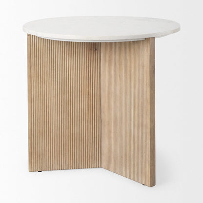 Mercana - Enzo Marble Tabletop w/ Fluted Light Wood Base Foyer Accent Table - 69922 view 8