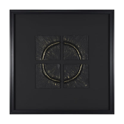 Mercana - Equal Quadrants Black by Studio M a handmade Original Framed 3D Textured Artwork under Glass - 15113 view 1