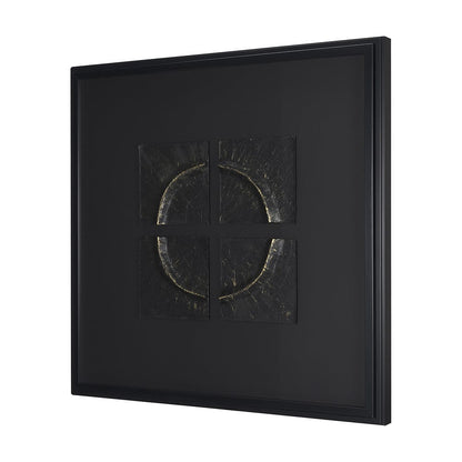 Mercana - Equal Quadrants Black by Studio M a handmade Original Framed 3D Textured Artwork under Glass - 15113 view 2