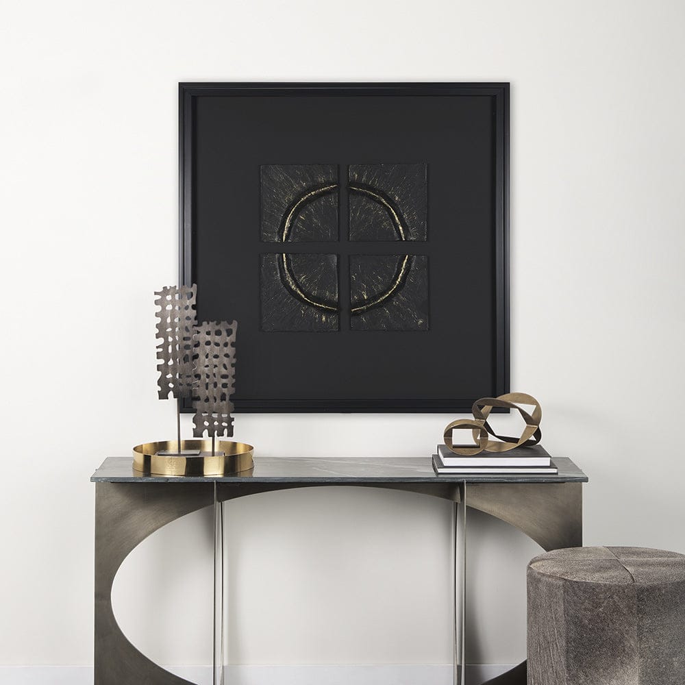 Mercana - Equal Quadrants Black by Studio M a handmade Original Framed 3D Textured Artwork under Glass - 15113 view 8