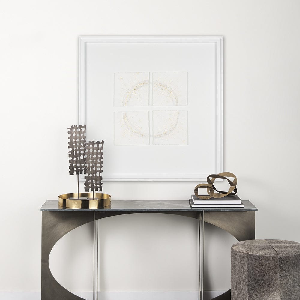 Mercana - Equal Quadrants White by Studio M a handmade Original Framed 3D Textured Artwork under Glass - 15112 view 8