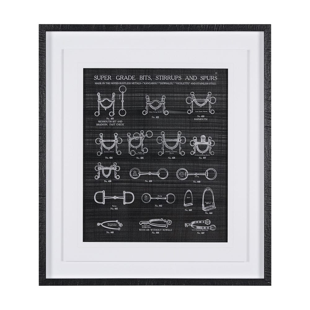 Mercana - Equestrian Riding I BW by Mercana Studio Hand Embellished Framed Art Print Matted under Glass - 14985 view 1