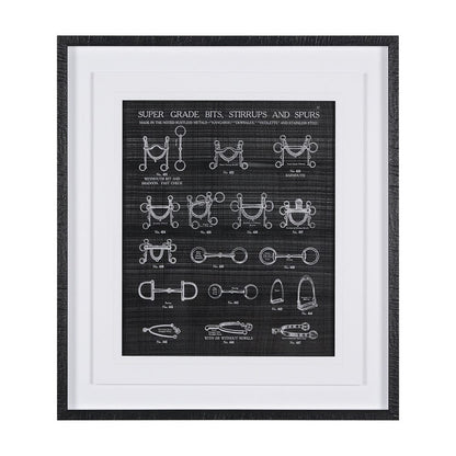Mercana - Equestrian Riding I BW by Mercana Studio Hand Embellished Framed Art Print Matted under Glass - 14985 view 1