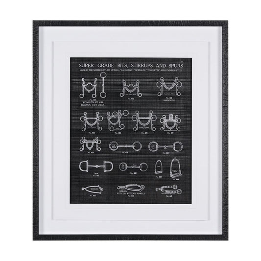 Mercana - Equestrian Riding I BW by Mercana Studio Hand Embellished Framed Art Print Matted under Glass - 14985 view 1