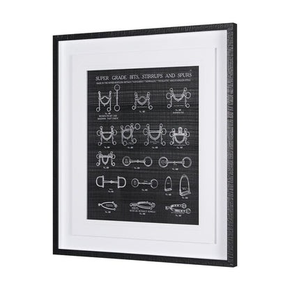 Mercana - Equestrian Riding I BW by Mercana Studio Hand Embellished Framed Art Print Matted under Glass - 14985 view 2