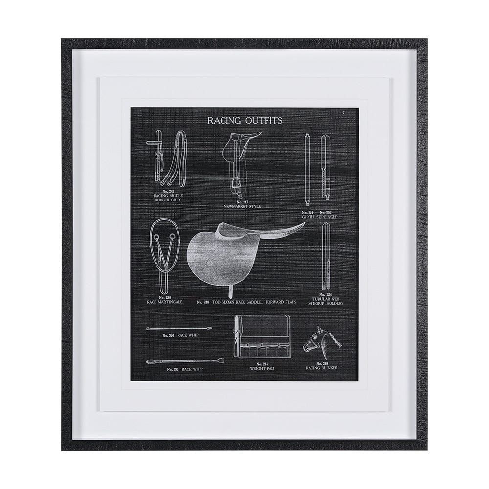 Mercana - Equestrian Riding III BW by Mercana Studio Hand Embellished Framed Art Print Matted under Glass - 14987 view 1
