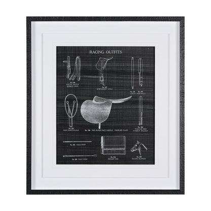 Mercana - Equestrian Riding III BW by Mercana Studio Hand Embellished Framed Art Print Matted under Glass - 14987 view 1