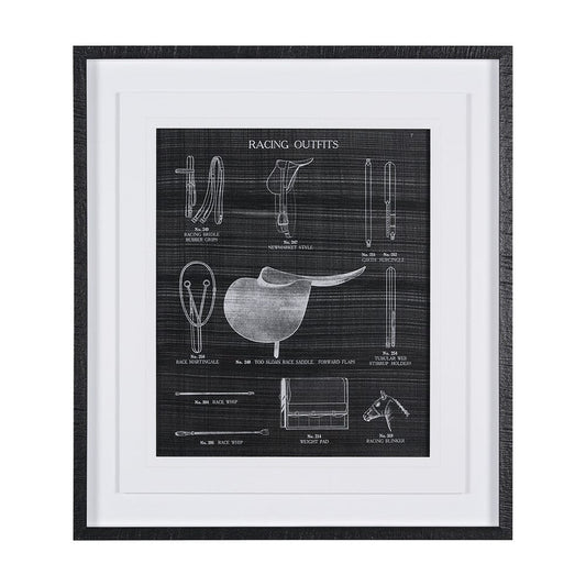 Mercana - Equestrian Riding III BW by Mercana Studio Hand Embellished Framed Art Print Matted under Glass - 14987 view 1