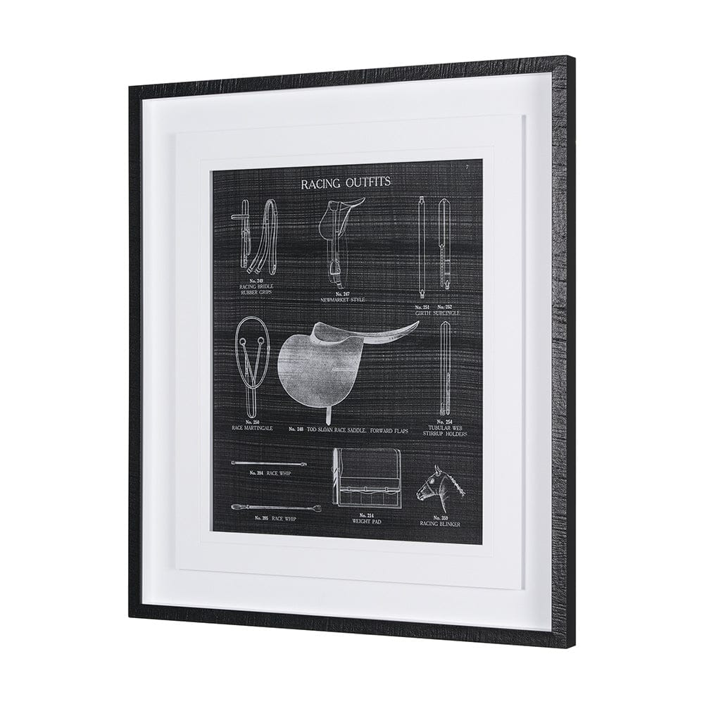 Mercana - Equestrian Riding III BW by Mercana Studio Hand Embellished Framed Art Print Matted under Glass - 14987 view 2