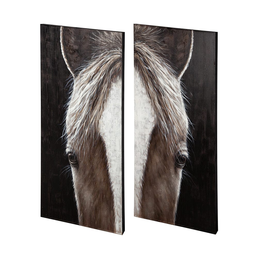 Mercana - Equus Diptych 60x60 Horse Original Hand Painted on Wood Oil Painting - 68011 view 1