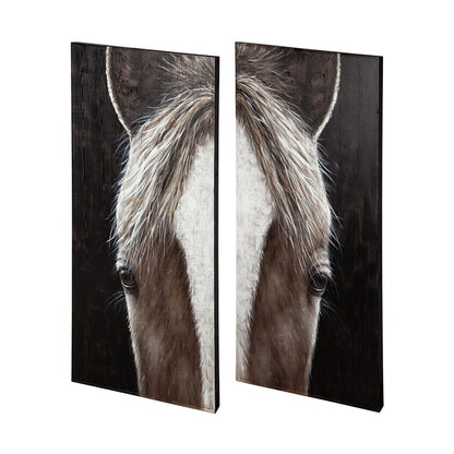 Mercana - Equus Diptych 60x60 Horse Original Hand Painted on Wood Oil Painting - 68011 view 1