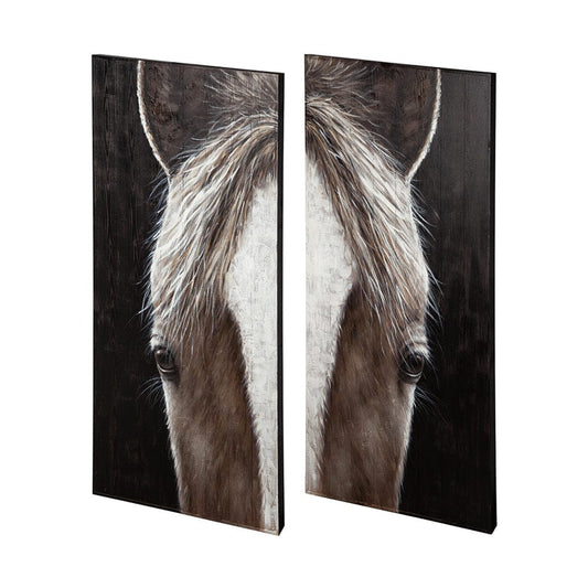 Mercana - Equus Diptych 60x60 Horse Original Hand Painted on Wood Oil Painting - 68011 view 1