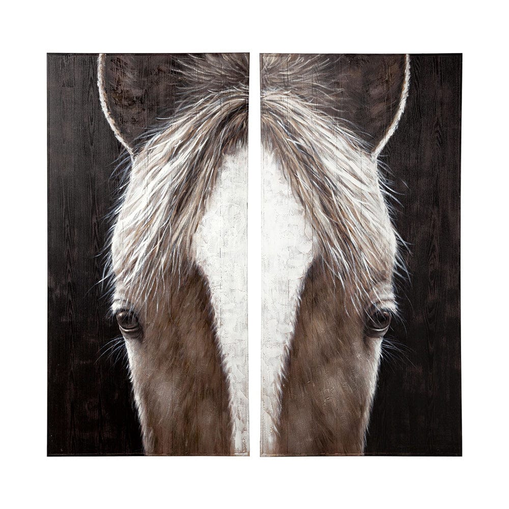 Mercana - Equus Diptych 60x60 Horse Original Hand Painted on Wood Oil Painting - 68011 view 2
