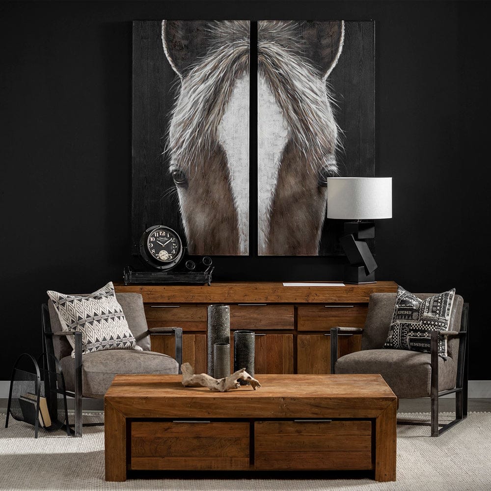Mercana - Equus Diptych 60x60 Horse Original Hand Painted on Wood Oil Painting - 68011 view 4
