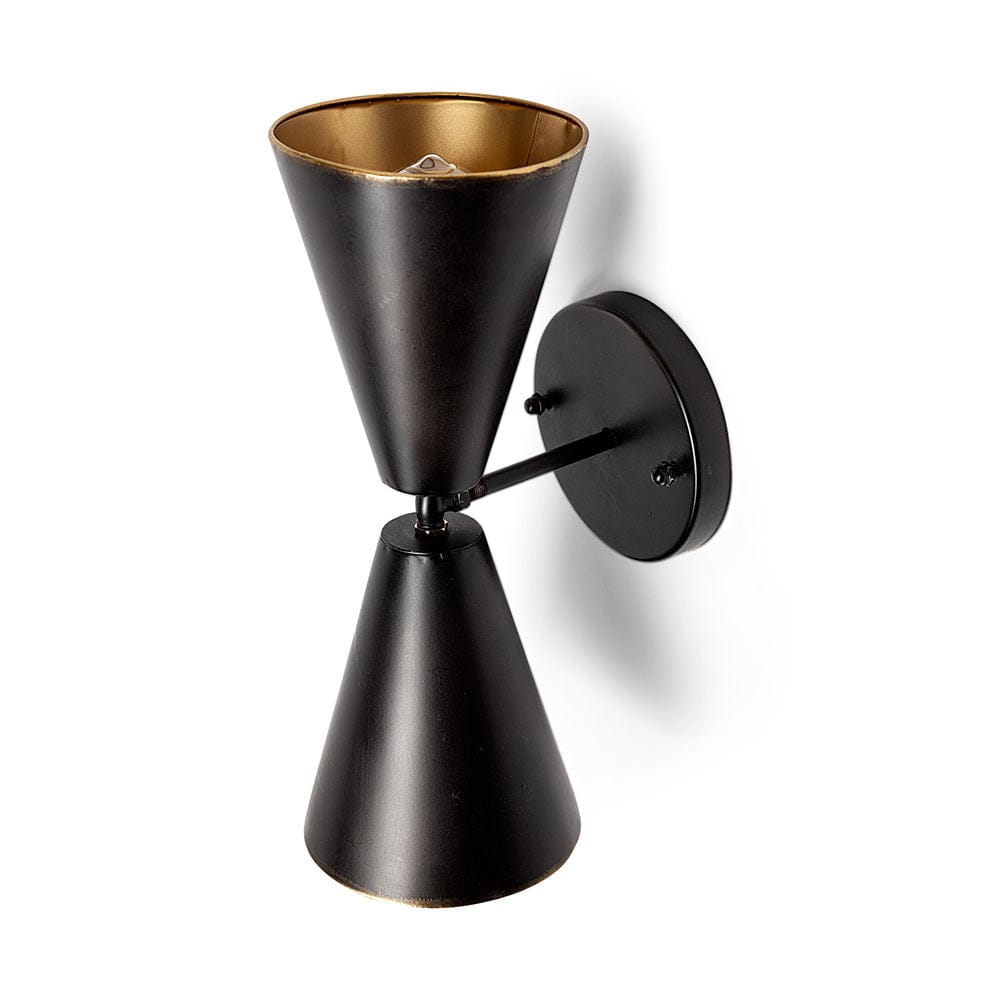 Mercana - Eris II 7.3x12.6 Black Metal w/Gold Accent Double-Cone Wall Sconce - 68433_CLOSEOUT view 1