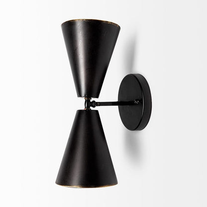 Mercana - Eris II 7.3x12.6 Black Metal w/Gold Accent Double-Cone Wall Sconce - 68433_CLOSEOUT view 2