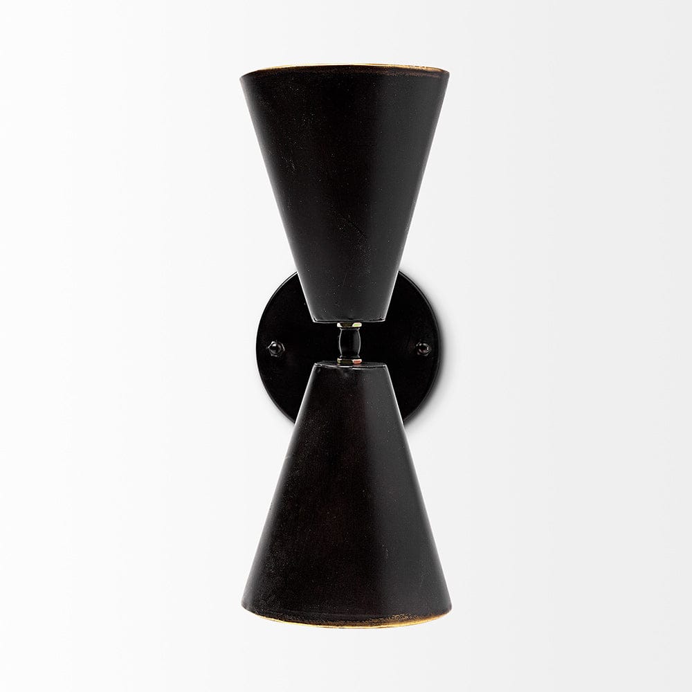 Mercana - Eris II 7.3x12.6 Black Metal w/Gold Accent Double-Cone Wall Sconce - 68433_CLOSEOUT view 3