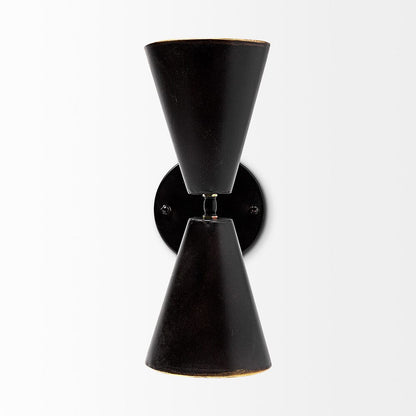 Mercana - Eris II 7.3x12.6 Black Metal w/Gold Accent Double-Cone Wall Sconce - 68433_CLOSEOUT view 3