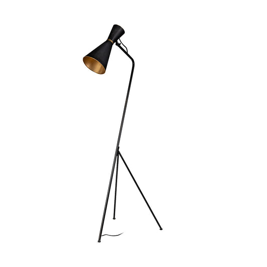 Mercana - Eris III 58.3"H Black/Brass Metal Cone Shade Floor Lamp - 68977 view 1