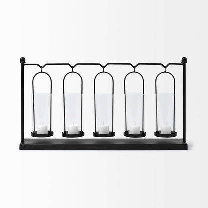 Mercana - Erlen Black Metal Hanging Votive Five Candle Table Candle Holder - 68601_CLOSEOUT view 2