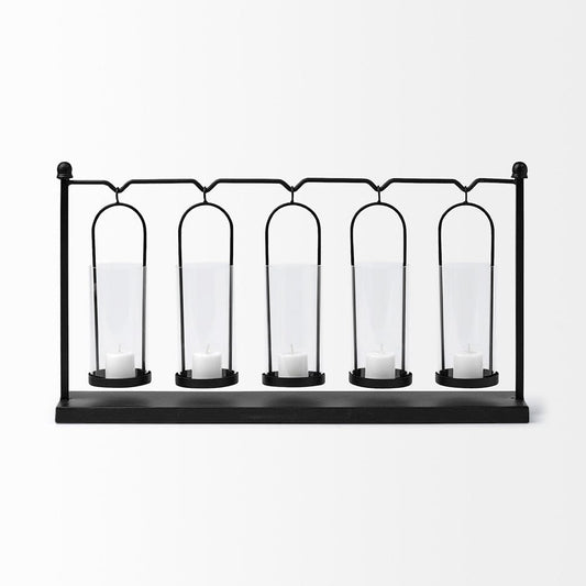 Mercana - Erlen Black Metal Hanging Votive Five Candle Table Candle Holder - 68601_CLOSEOUT view 2
