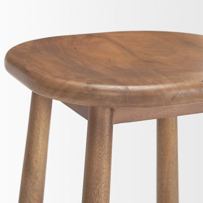 Mercana - Ernest Medium Brown Wood Bar Stool - 70591_CLOSEOUT view 6