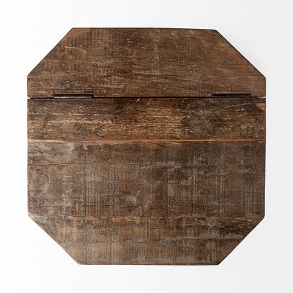 Mercana - Esagono Octagonal Gold Metal-Clad Reclaimed Wood End/Side Table w/ Storage - 68902_CLOSEOUT view 11