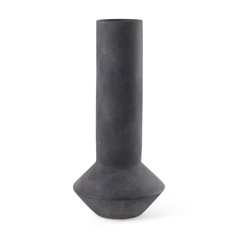 Mercana - Esme 7.1L x 7.1W x 15.0H Dark Gray Ceramic Vase - 69809 view 1