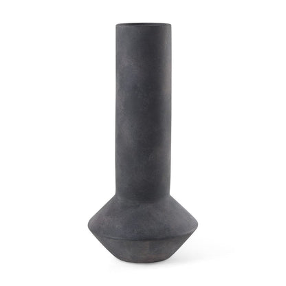 Mercana - Esme 7.1L x 7.1W x 15.0H Dark Gray Ceramic Vase - 69809 view 1