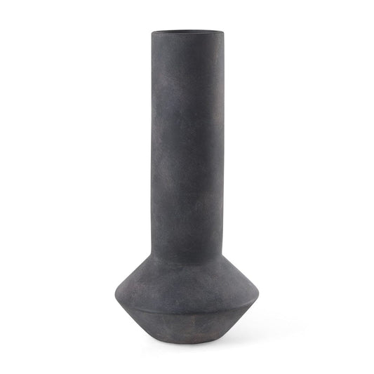 Mercana - Esme 7.1L x 7.1W x 15.0H Dark Gray Ceramic Vase - 69809 view 1