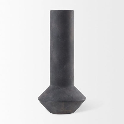 Mercana - Esme 7.1L x 7.1W x 15.0H Dark Gray Ceramic Vase - 69809 view 2
