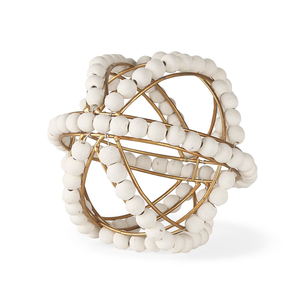 Mercana - Espanlade I Small 9L x 9W White Wooden Beaded Orb - 68676 view 1