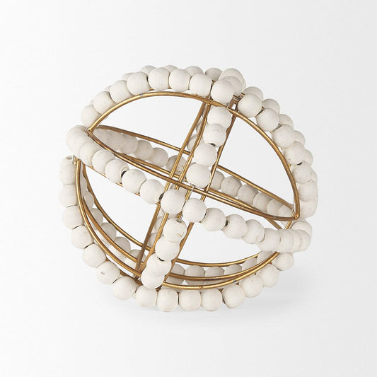 Mercana - Espanlade I Small 9L x 9W White Wooden Beaded Orb - 68676 view 2