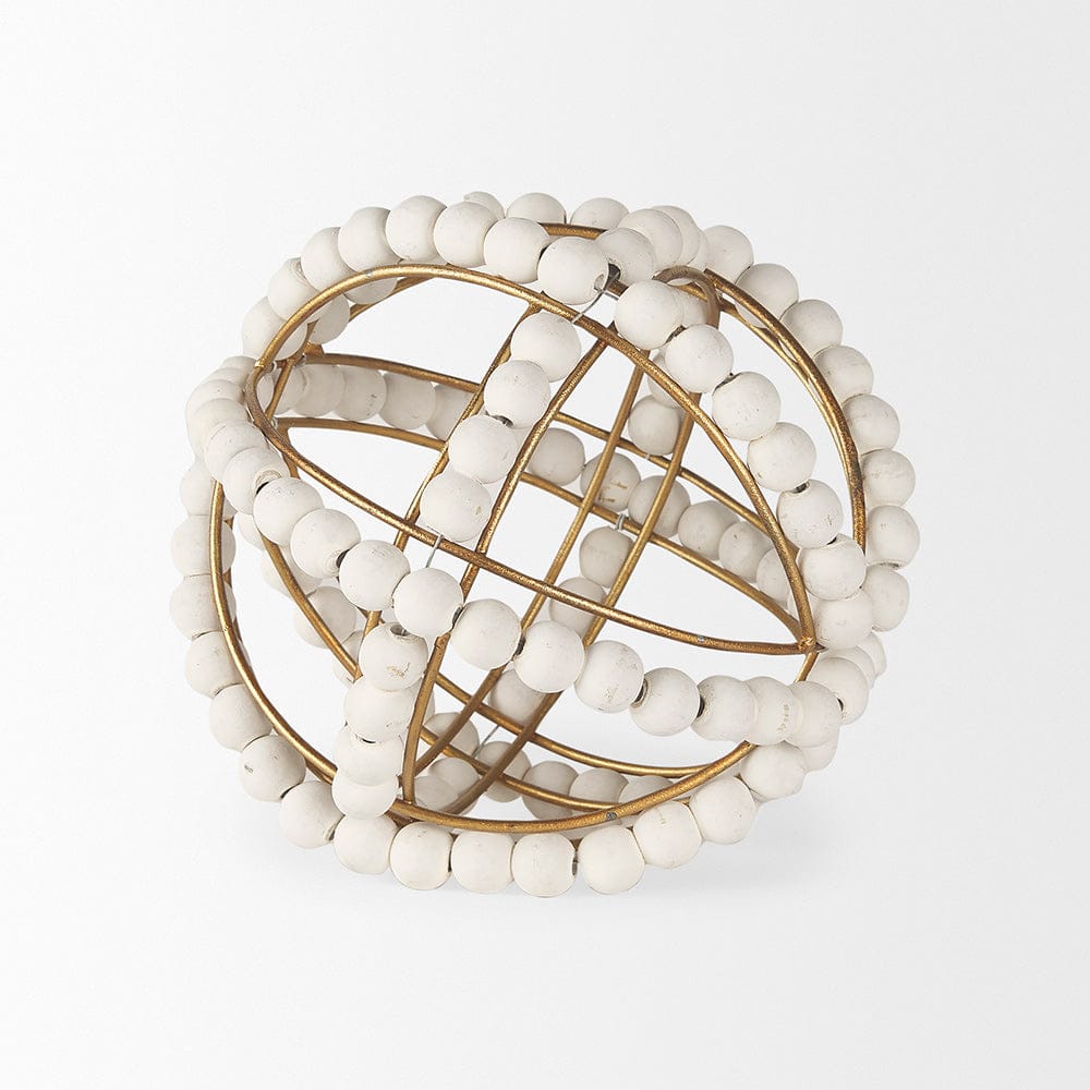 Mercana - Espanlade I Small 9L x 9W White Wooden Beaded Orb - 68676 view 3