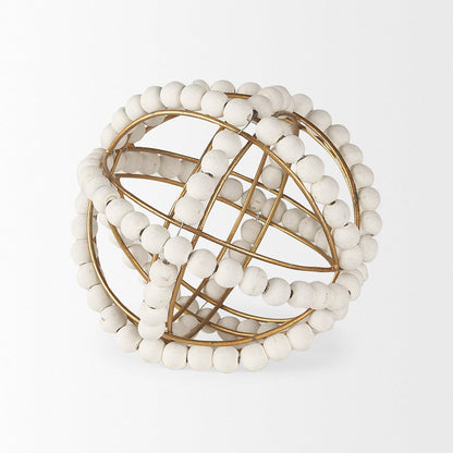 Mercana - Espanlade I Small 9L x 9W White Wooden Beaded Orb - 68676 view 3