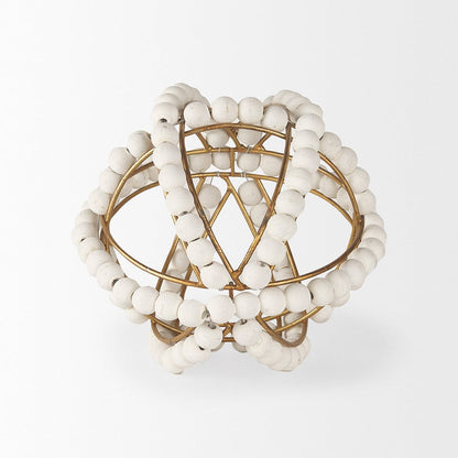 Mercana - Espanlade I Small 9L x 9W White Wooden Beaded Orb - 68676 view 4