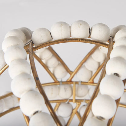 Mercana - Espanlade I Small 9L x 9W White Wooden Beaded Orb - 68676 view 5