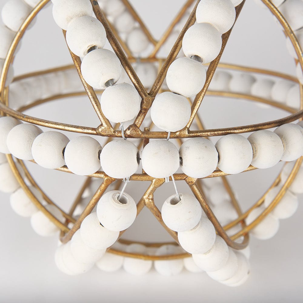 Mercana - Espanlade I Small 9L x 9W White Wooden Beaded Orb - 68676 view 6