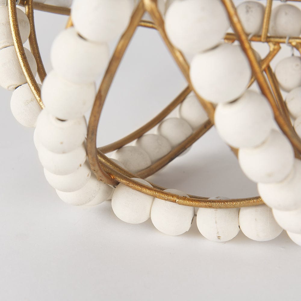 Mercana - Espanlade I Small 9L x 9W White Wooden Beaded Orb - 68676 view 7