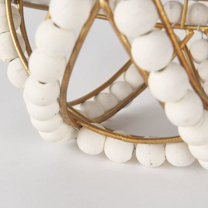 Mercana - Espanlade I Small 9L x 9W White Wooden Beaded Orb - 68676 view 7