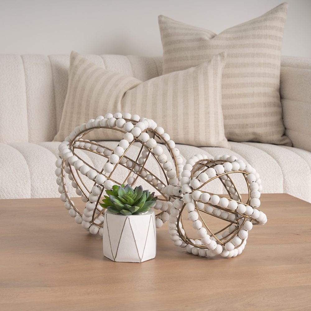 Mercana - Espanlade I Small 9L x 9W White Wooden Beaded Orb - 68676 view 8