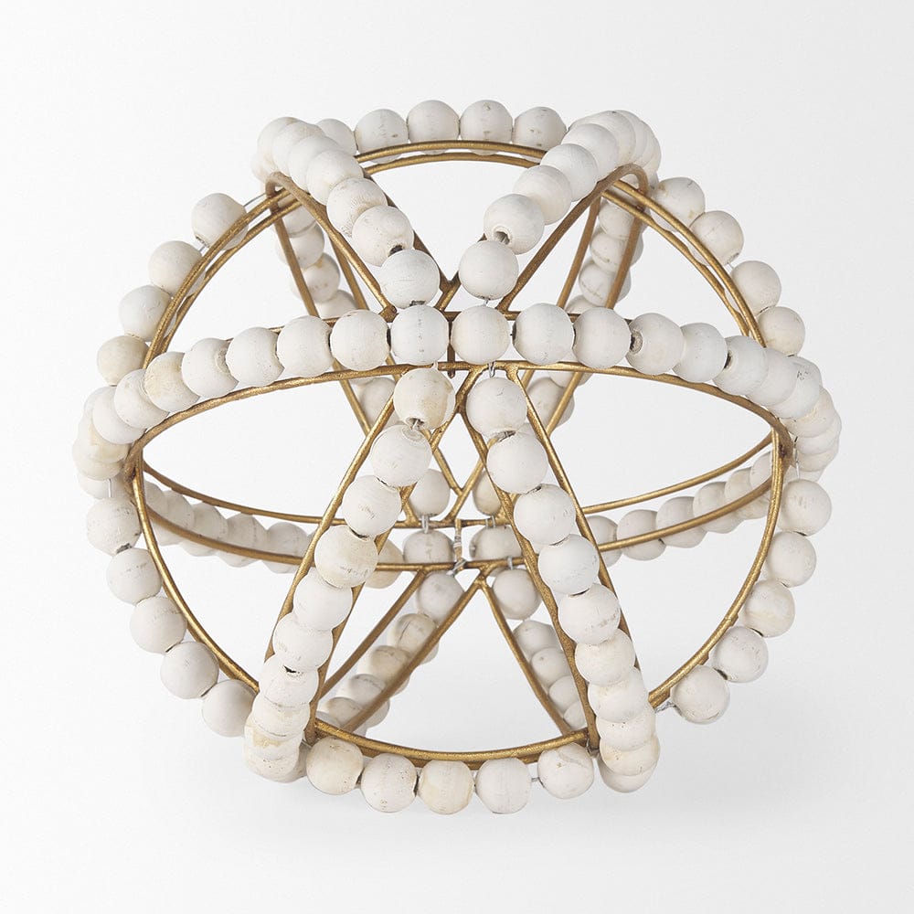 Mercana - Espanlade II Large 11L x 11W White Wooden Beaded Orb - 68677 view 2
