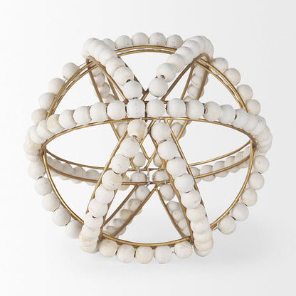 Mercana - Espanlade II Large 11L x 11W White Wooden Beaded Orb - 68677 view 2