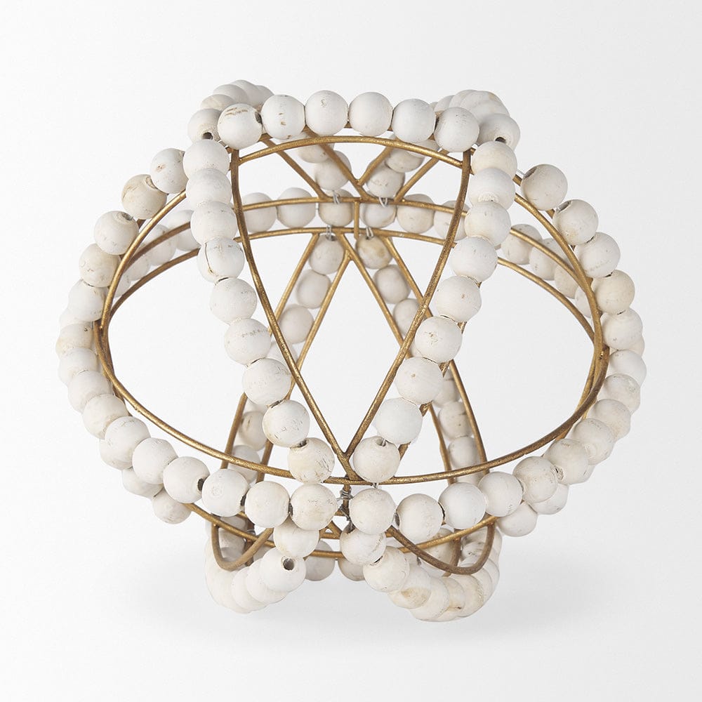 Mercana - Espanlade II Large 11L x 11W White Wooden Beaded Orb - 68677 view 4