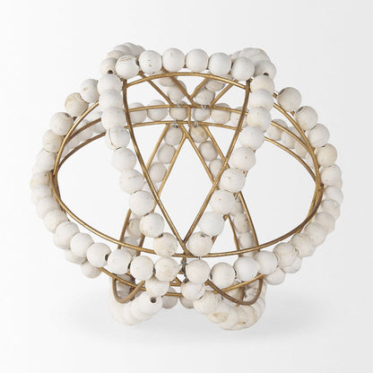 Mercana - Espanlade II Large 11L x 11W White Wooden Beaded Orb - 68677 view 4